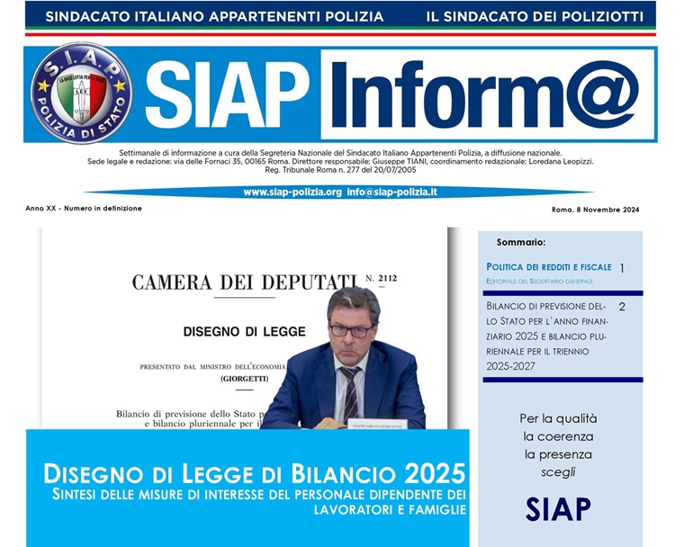 SIAPInform@8Novembre24 - Speciale DDL Bilancio